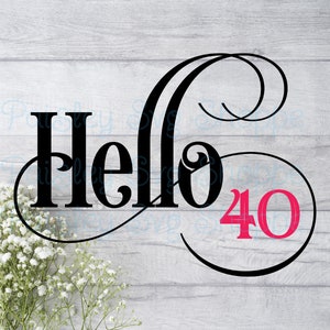 Ciao 40 Svg, 40esimo compleanno Svg, camicia per 40esimo compleanno Svg, festa per il 40esimo compleanno Svg, 40 anni, regalo per il 40esimo compleanno, SVG/DXF/Eps/Png/JPEG