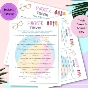 Summer Trivia Games, Fun Summer Activities, Summer Camp Games, Printable Pool Party Game, Summer Party Games, Beach Games, Road Trip Games