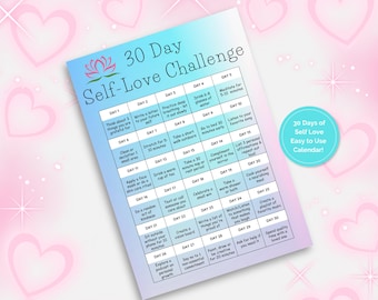 30 Days of Self Love, Self Care Checklist Printable, Daily Wellness Planner, Mental Health Tracker, Self Esteem Activities,Daily Affirmation