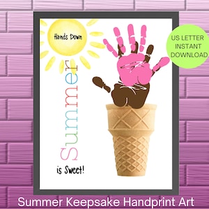Summer Handprint Craft, Printable Activity Babies, Toddlers DIY Keepsake Art, Daycare Craft Activity, PreK, Kindergarten,Summer Camp Project