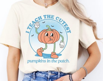 Ik leer de schattigste pompoenen in de patch Shirt, shirt leraar Halloween, shirt leraar pompoen, T-shirt leraar pompoen, cadeaus leraar Halloween, leuk T-shirt leraar