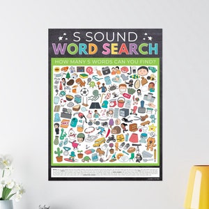 S Sound Word Search Poster, Speech Therapy Poster, Articulation Poster, Speech Room Poster, Speech Pathology, Speech Room Decor