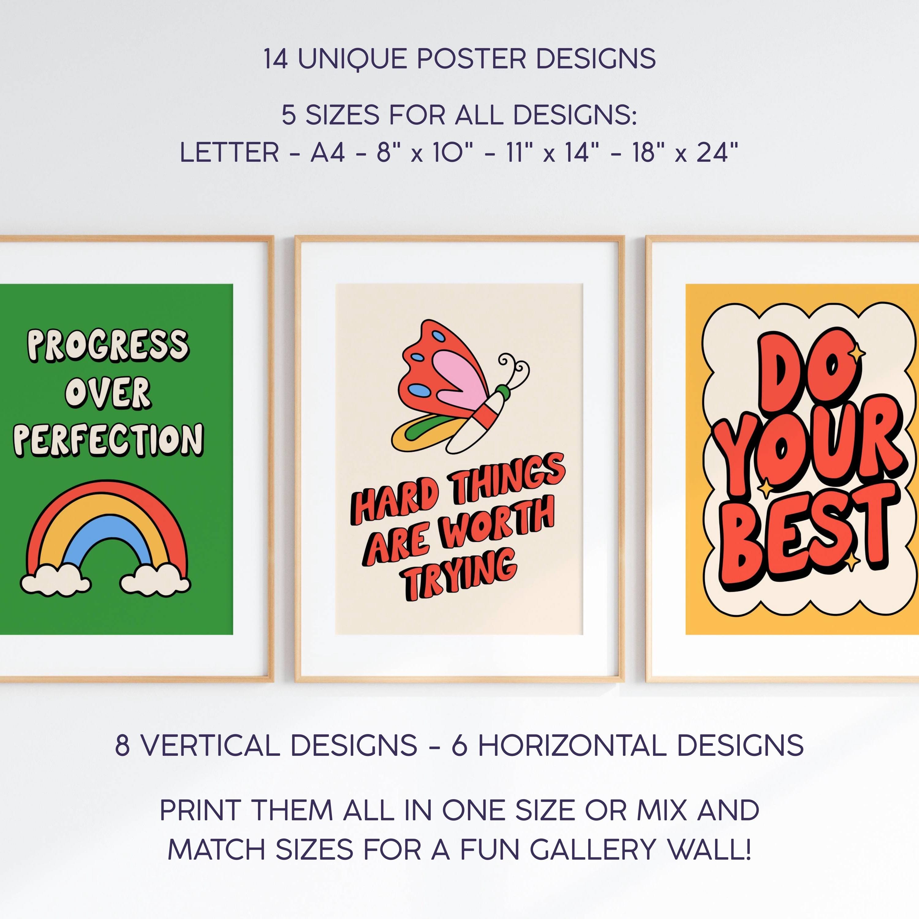 Teacher Classroom Poster Set | Growth Mindset Classroom Decor | Retro ...