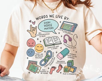 Camiseta con afirmaciones de SLP / Camiseta Comfort Colors 1717 para logopedas, profesores de educación especial, CAA y comunicación