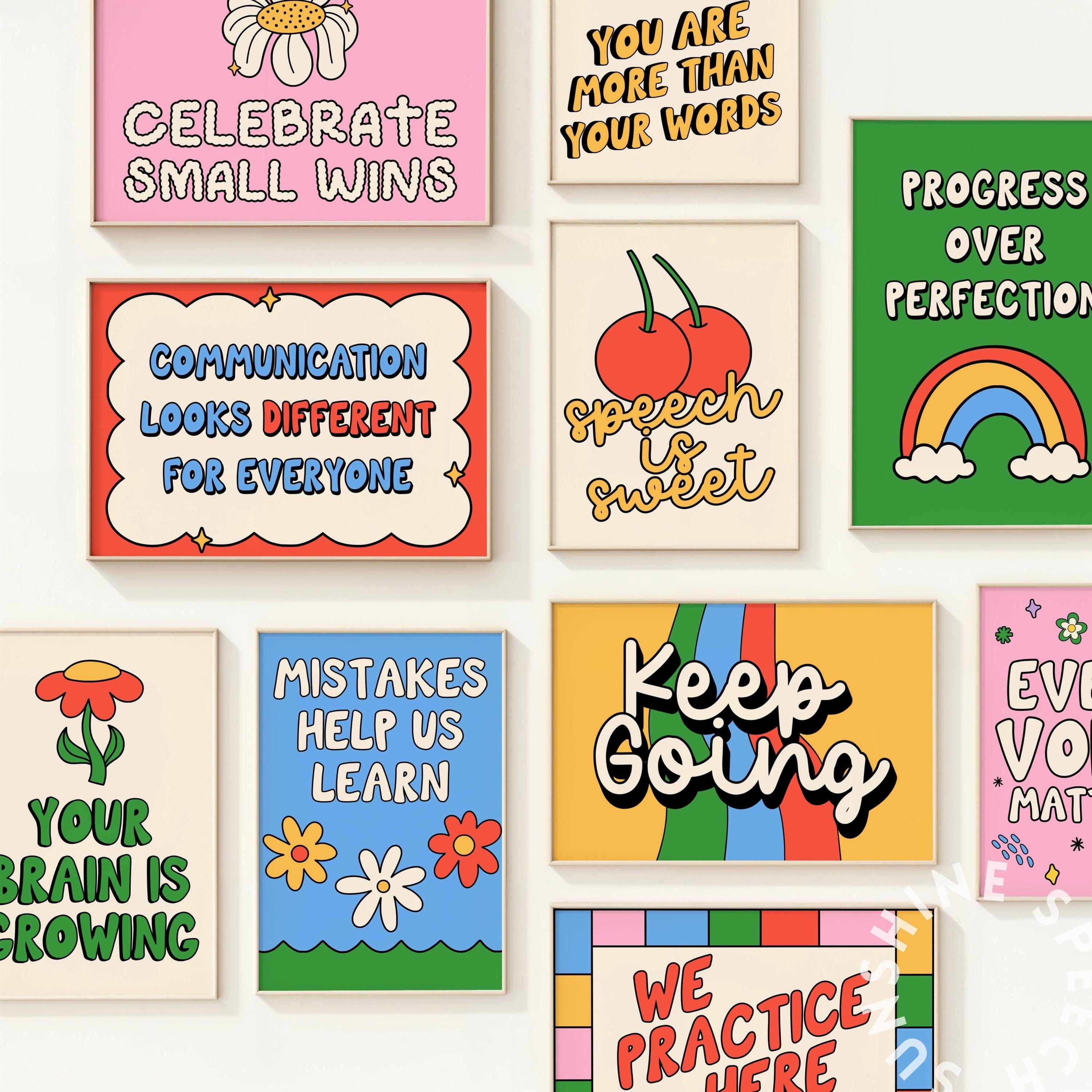Speech Therapy Poster Set | SLP Classroom Decor | Growth Mindset ...