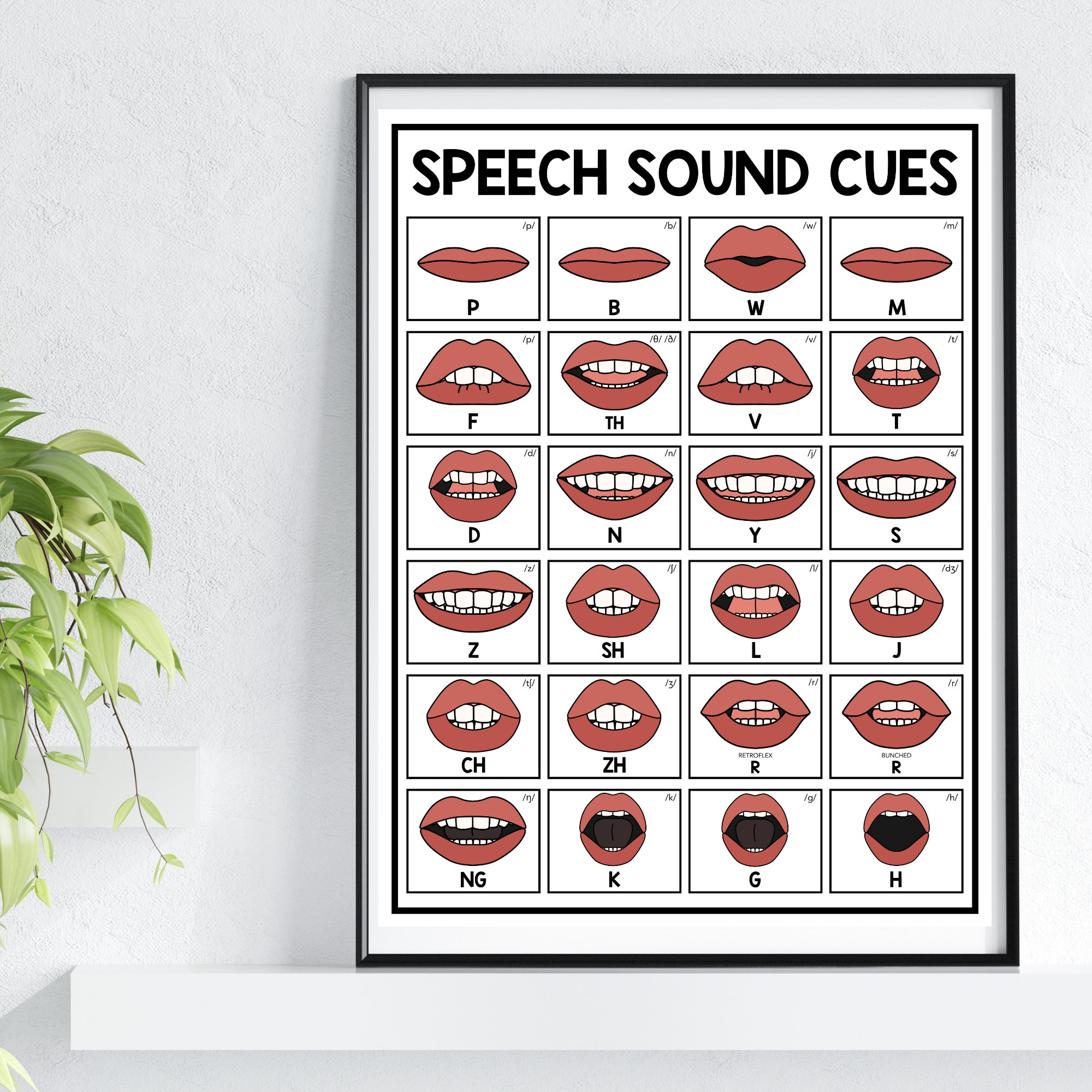 Speech Sound Cue Poster, SLP Poster, Speech Mouth Poster
