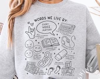 SLP Sweatshirt | Worte, die wir leben Rundhalsausschnitt | Sprachtherapie & Sonderpädagogik Lehrer Geschenk | Jede Stimme zählt