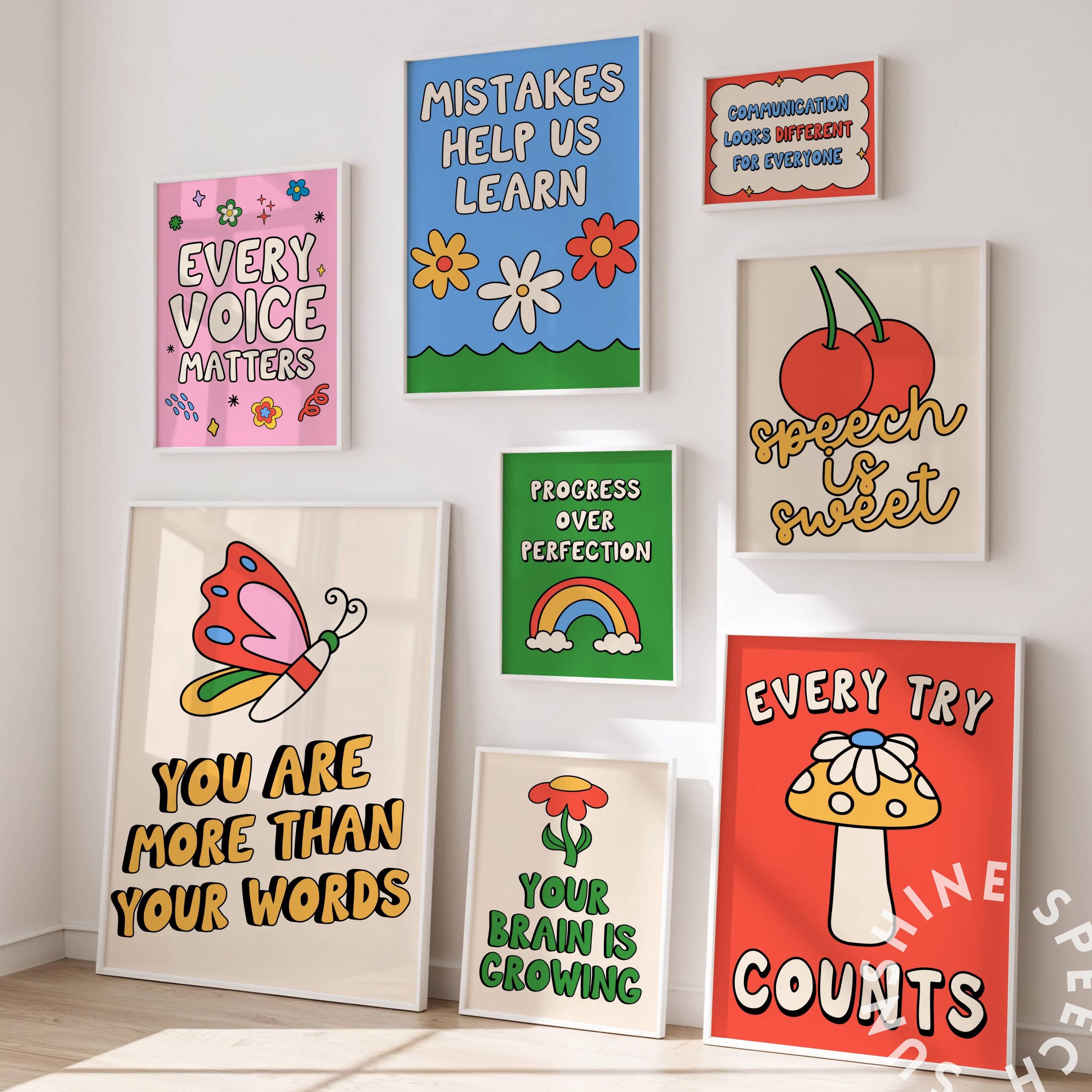 Speech Therapy Poster Set | SLP Classroom Decor | Growth Mindset ...