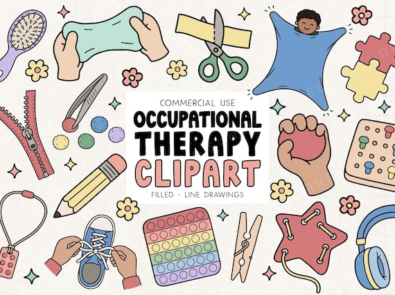 Occupational Therapy Clipart | OT Clip Art Set | Fine Motor, Sensory, ADLs | Commercial Use png | SLP OT Teacher Resources