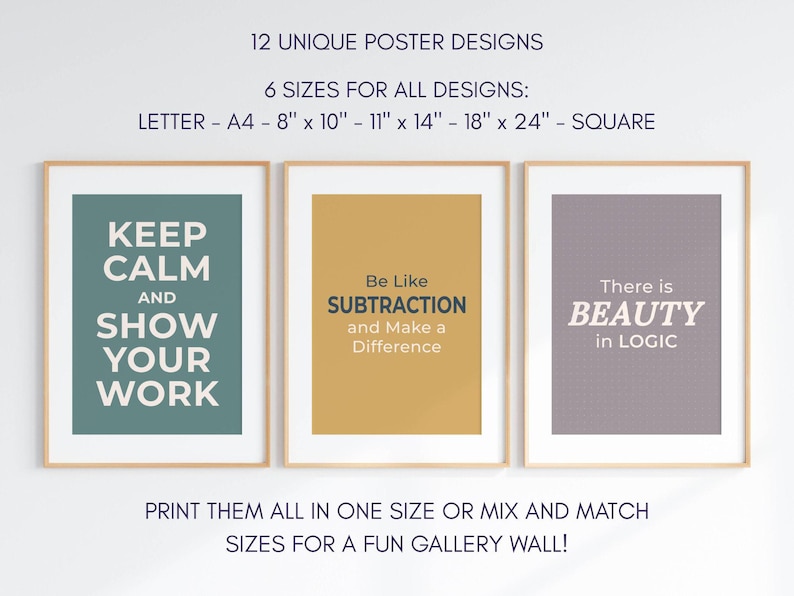 Math Classroom Poster Set for Teachers | Math Quotes & Puns | Growth ...