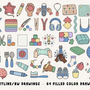 Occupational Therapy Clipart | OT Clip Art Set | Fine Motor, Sensory, ADLs | Commercial Use png | SLP OT Teacher Resources image 2