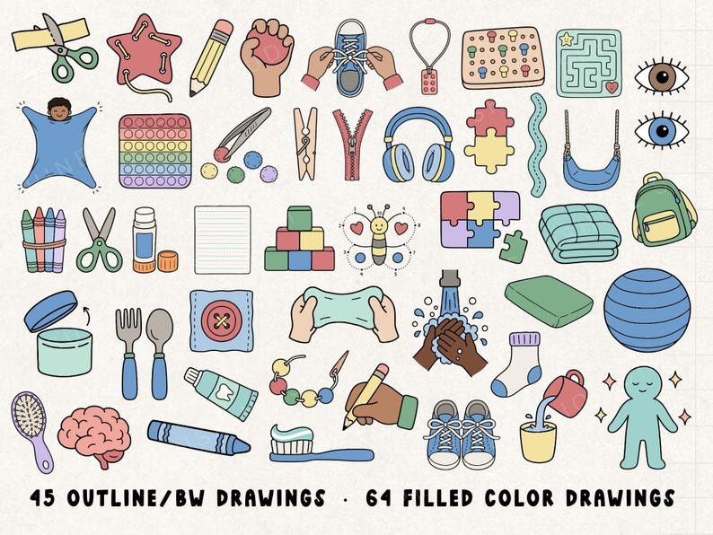 Occupational Therapy Clipart | OT Clip Art Set | Fine Motor, Sensory, ADLs | Commercial Use png | SLP OT Teacher Resources image 2