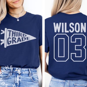 Custom Third Grade Teacher Shirt, Personalized Name Tee, Bella + Canvas 3001, Back to School Teacher Shirt, Over 100 Color Options
