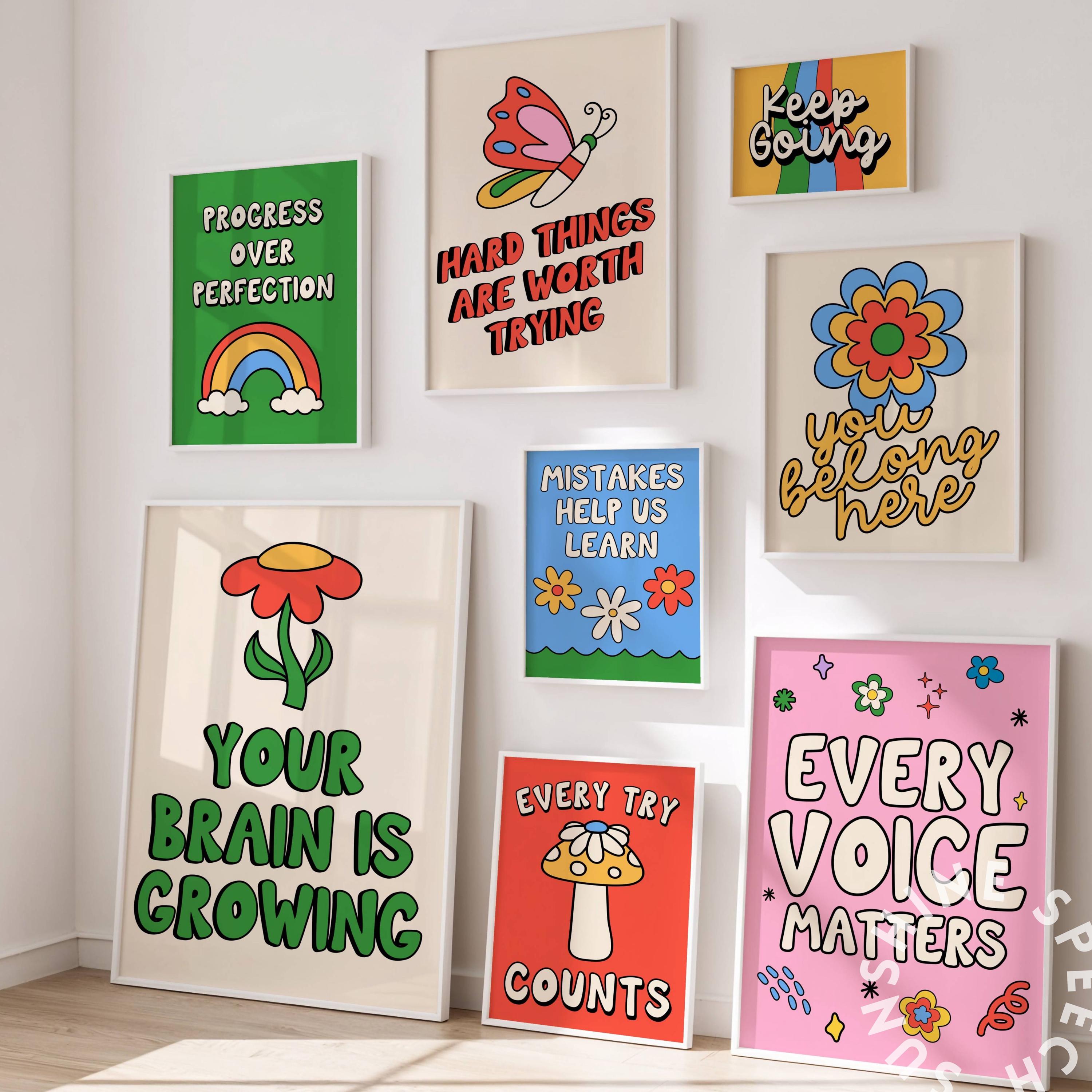 Teacher Classroom Poster Set | Growth Mindset Classroom Decor | Retro ...