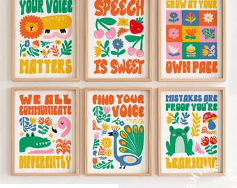 SLP Classroom Posters | Speech Therapy Wall Art | Speech Pathologist Clinic Decor