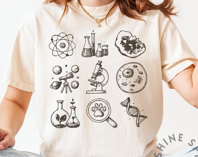 Science Teacher Shirt, Gift for STEM Teachers, All Sciences Vintage Tee, Biology Chemistry Physics, Back to School Gifts, Educator Apparel