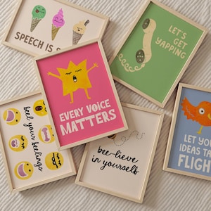 Printable Speech Therapy Poster Set, 30 Unique Designs, Colorful Fun Wall Art for SLPs, SLP Clinic Room Decor, Communication Posters image 2