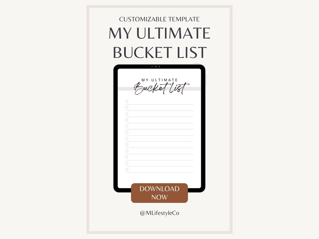 Customizable Bucket List Printable Bucket List Minimalistic Etsy