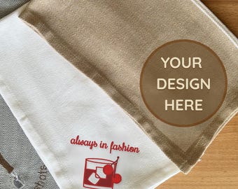 Custom Tea Towel Embroidered Gift For Chef Personalized Bar Accessories Café Drop Cloth Business Logo Embroidered Kitchen Towel Gift