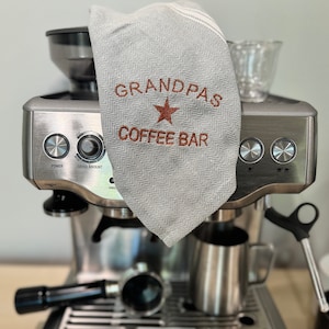 Custom Coffee Bar AccessoriesHome Barista Latté Towel Personalized Café Corner Cloth Embroidered Kitchen Towel Espresso Lover Gift For Him