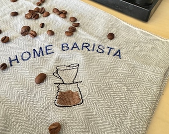 Custom Home Brew Coffee Bar Towel Personalized Coffee Corner  Embroidered Kitchen Towel Customizable Coffee Lover Gift For Espresso Lover