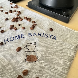 Custom Home Brew Coffee Bar Towel Personalized Coffee Corner  Embroidered Kitchen Towel Customizable Coffee Lover Gift For Espresso Lover