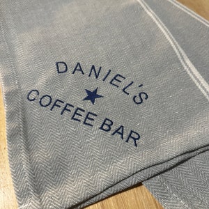 Personalized Coffee Bar Towel Custom Café Corner Cloth Embroidered Kitchen Towel Coffee Connoisseur Gift For Espresso Lover Home Barista