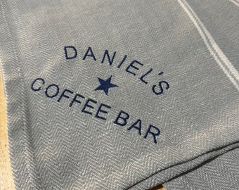 Personalized Coffee Bar Towel Custom Café Corner Cloth Embroidered Kitchen Towel Coffee Connoisseur Gift For Espresso Lover Home Barista