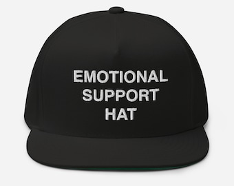 Embroidered Emotional Support Hat Minimalist Aesthetic Flat Bill Cap Mental Health Hat Psychiatrist Gift