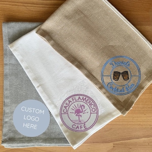 Custom Coffee Station Towel Personalized Logo Espresso Bar Accessories Café Drop Cloth Latte Towel Business Embroidered Kitchen Towel Gift