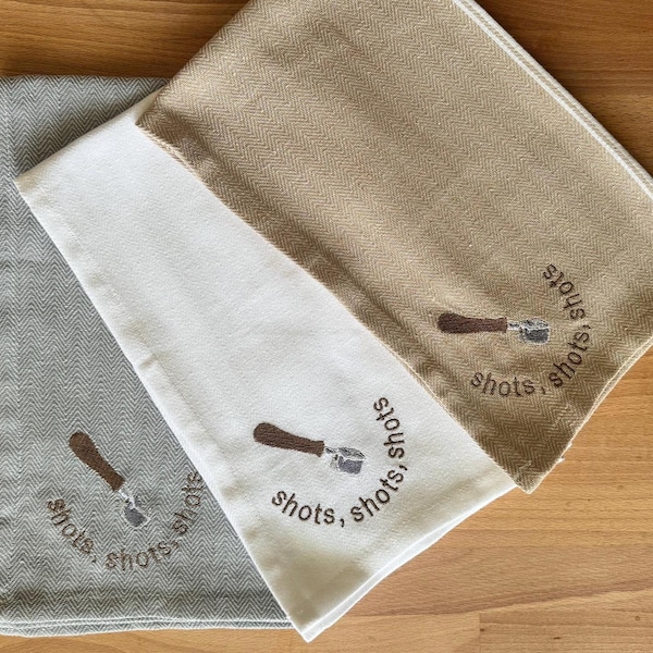 Serviette de station de café d'automne personnalisée Accessoires de bar expresso Porte-filtre serviette Laté en tissu de protection, photos amusantes, torchon de cuisine brodé cadeau
