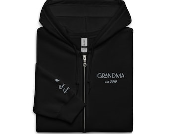 Felpa con zip Gigi ricamata personalizzabile Felpa con cappuccio per l'annuncio del bambino unica Mamma da personalizzare Regali Ricordo della festa della mamma senza tempo