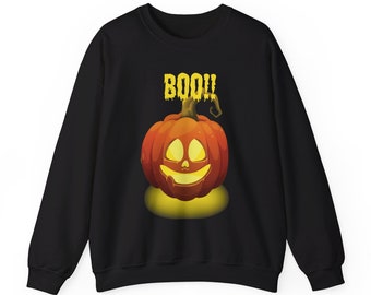 Moletom de gola redonda unissex Halloween BOO Pumpkin Heavy Blend™