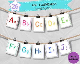 ABC Flash Cards, Alphabet Flash Cards, A to Z Flash Cards, Pre-School Cards, Learning Alphabet, Printable Cards, INSTANT DOWNLOAD