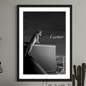 Leopard Designer Fashion Brand Building Wall Art Canvas Picture Black and White Photography- Framed Print-Poster Paper-Iconic -Home Decor