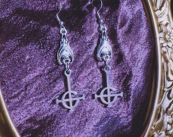 Bat Grucifix Earrings | Bat Earrings Ghost Earrings Ghost Band Ghost Ritual Ghost Merch Ghost Grucifix Earrings Skeletour Jewelry Ghost BC