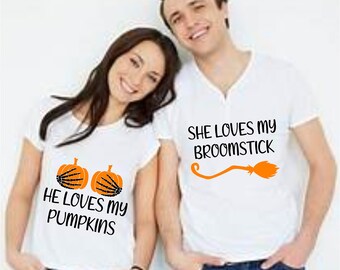 He Love My Pumpkins! She Loves My Broomstick! Halloween SVG for Couples Shirts. SVG for cut file. Svg, Png, Dxf file. Cricut-Vinyl cutters.