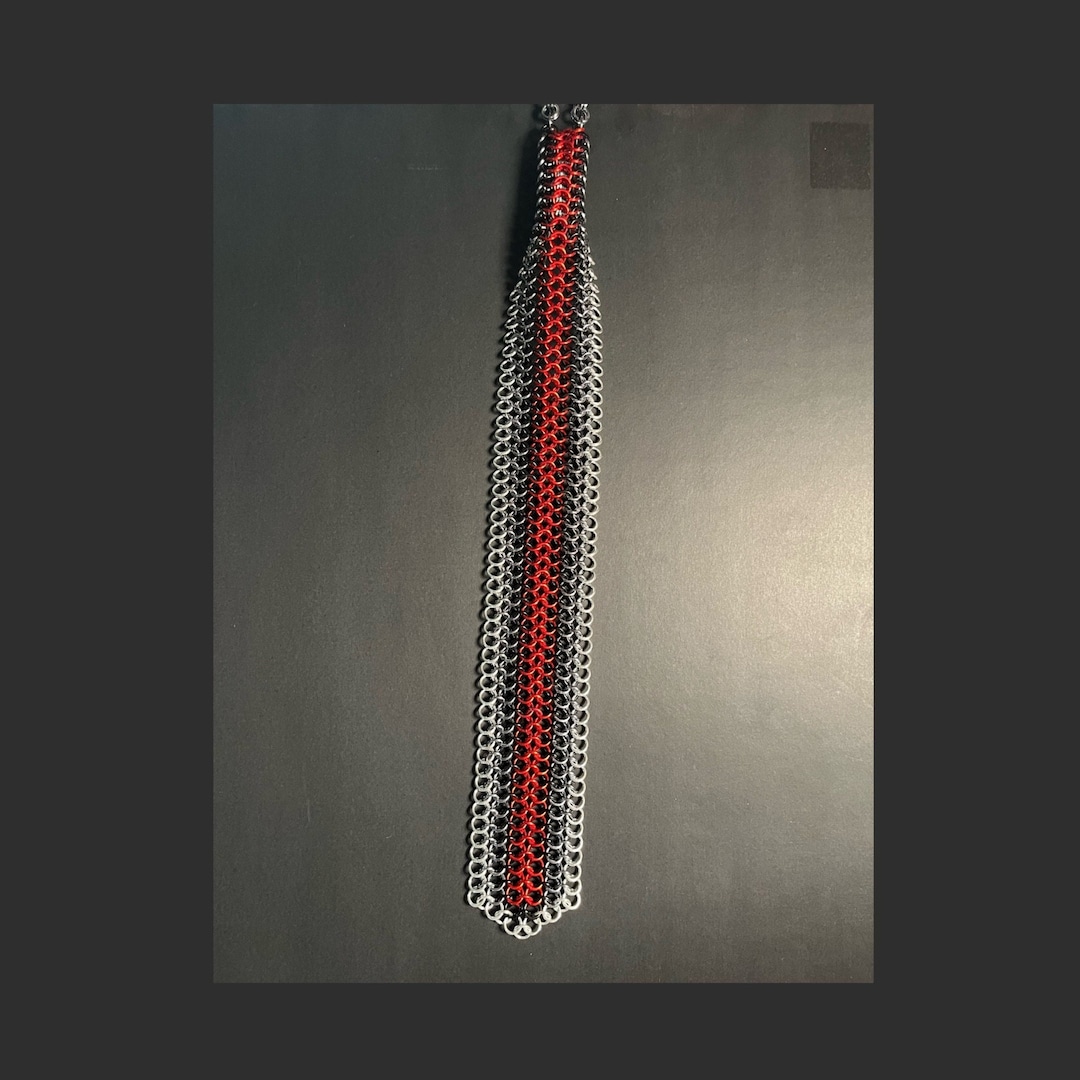 Red Gradient Chainmail Tie - Etsy
