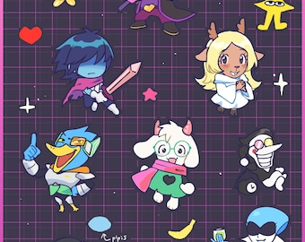 Deltarune Sticker Sheet: Handmade Vinyl Decals, Laptop Stickers