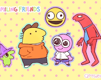 Smiling Friends Sticker Sheet: Custom Vinyl Stickers (4x6)