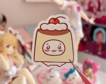 Flan Chiikawa Sticker: Glossy Die Cut Vinyl