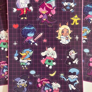 Deltarune Sticker Sheet: Handmade Vinyl Decals, Laptop Stickers