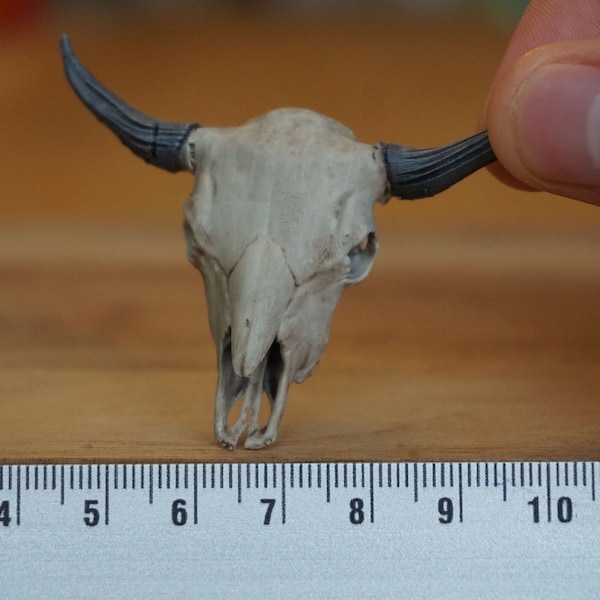 Miniature Bison Skull, 1:12 scale for western desert diorama, dollhouse