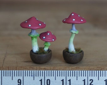 Champignons miniatures fantastiques à l'échelle 1:12, champignons dans un pot