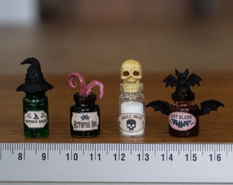 Miniature Magic Potions, Wizard Diorama Dollhouse horror