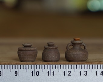 Miniature Jar Set of 3, Dollhouse diorama
