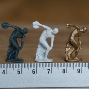 Miniature Greek Discobolus Statue, Dollhouse Decoration