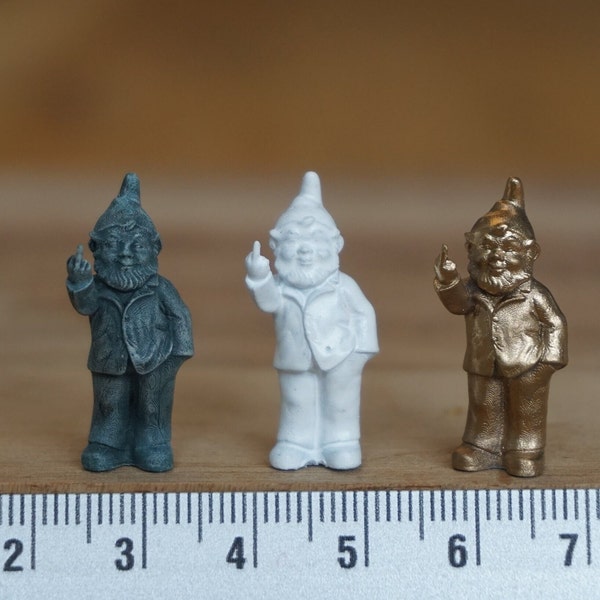 Miniature Rude Gnome Statue, Funny Dollhouse Decoration