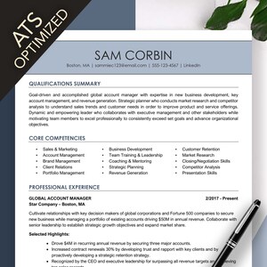 Sales/Account Executive Resume Template: Instant Download! Customizable ATS Optimized Clean Modern Resume and Cover Letter Template