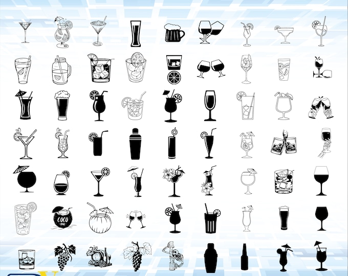 Hand Drawn Drink Illustrations | SVG & PNG Files | Cocktail Clip Art ...